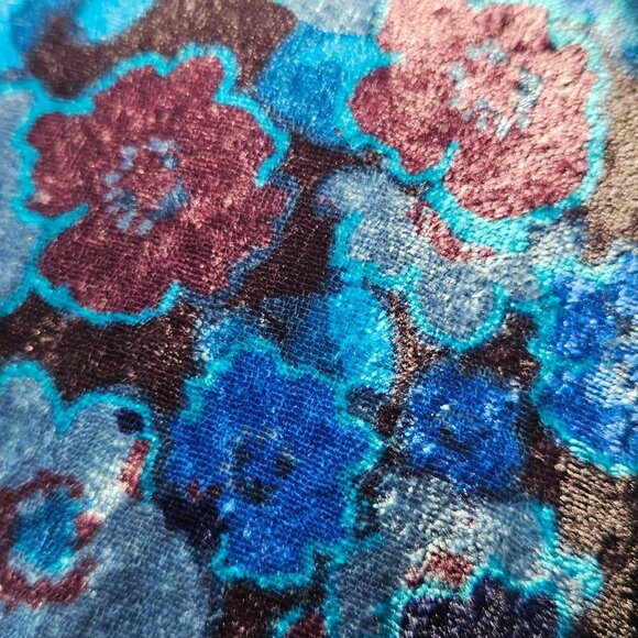 Free People Blue Velvet Floral Mini Dress XS Coquette Indie Academia Fall Look - Picture 9 of 9